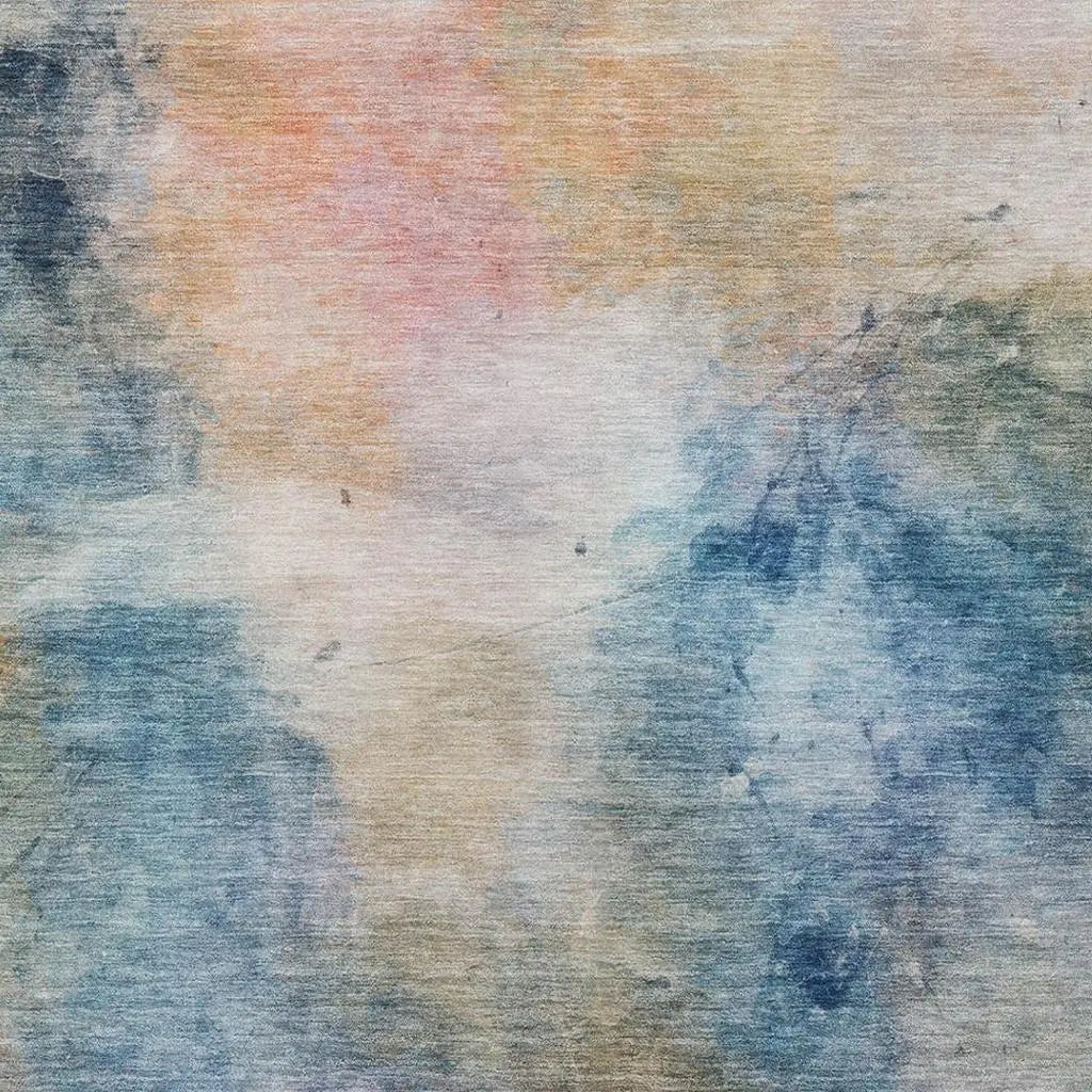 3' X 5' Blue And Beige Abstract Washable Indoor Outdoor Area Rug Homeroots Outdoor