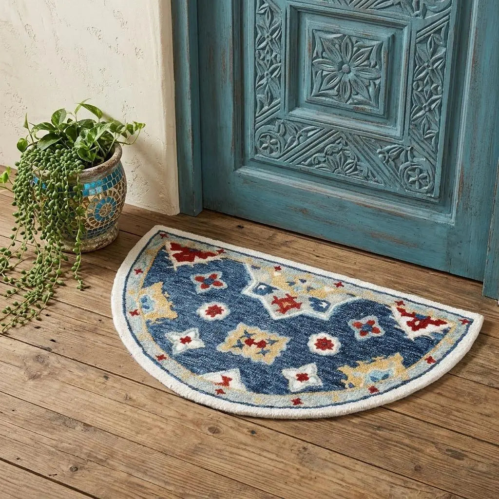 3' X 5' Blue And Beige Wool Floral Hand Tufted Area Rug Homeroots Home Decor