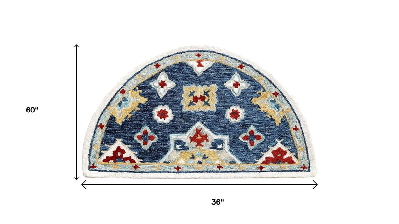 3' X 5' Blue And Beige Wool Floral Hand Tufted Area Rug Homeroots Home Decor