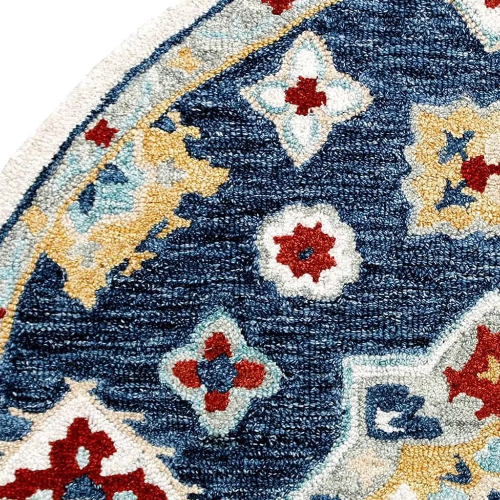 3' X 5' Blue And Beige Wool Floral Hand Tufted Area Rug Homeroots Home Decor