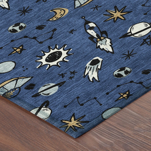 3' X 5' Blue And Black Animal Print Washable Indoor Outdoor Area Rug Homeroots Outdoor