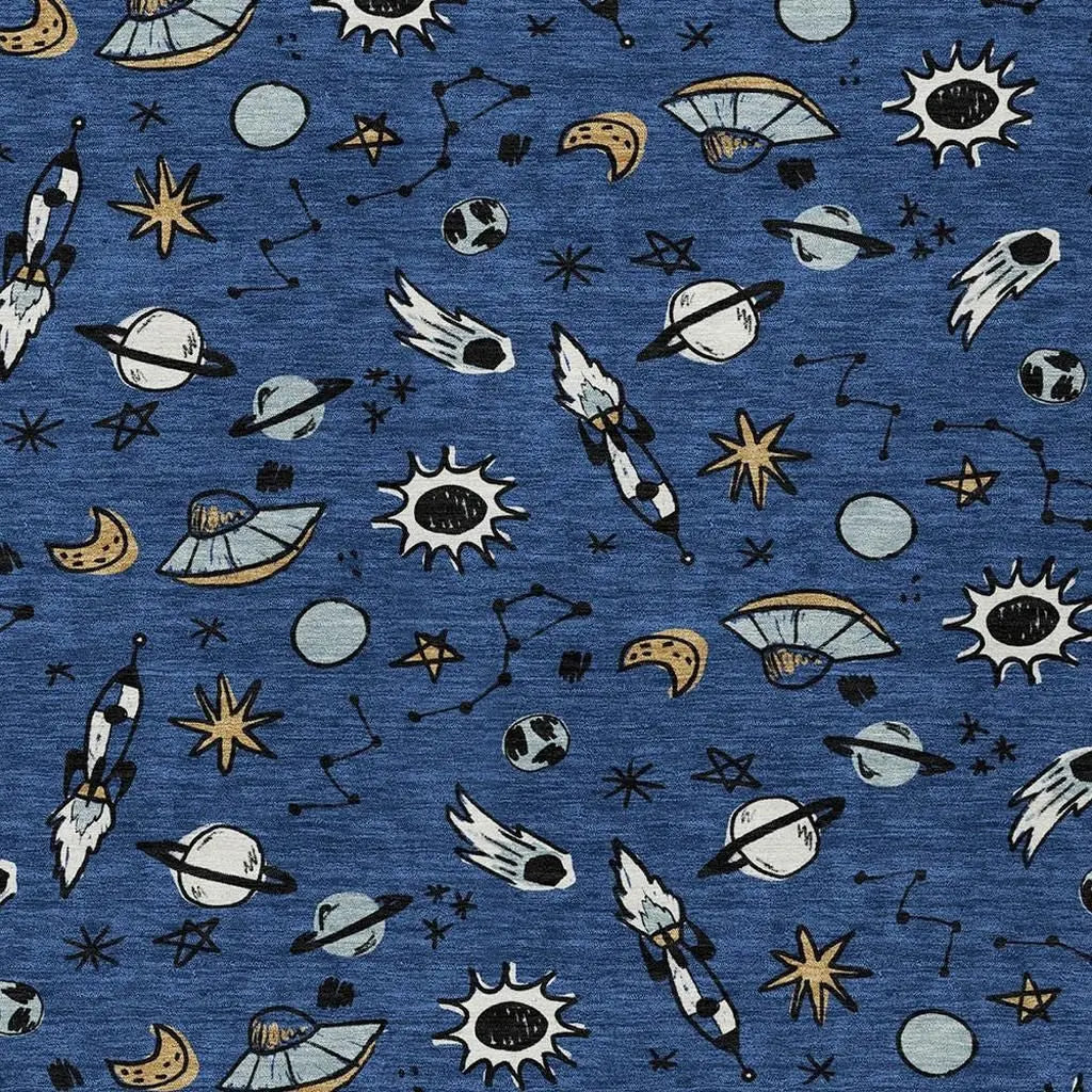 3' X 5' Blue And Black Animal Print Washable Indoor Outdoor Area Rug Homeroots Outdoor