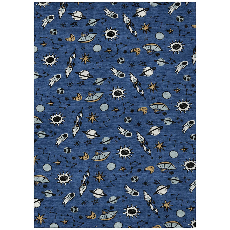 3' X 5' Blue And Black Animal Print Washable Indoor Outdoor Area Rug Homeroots Outdoor