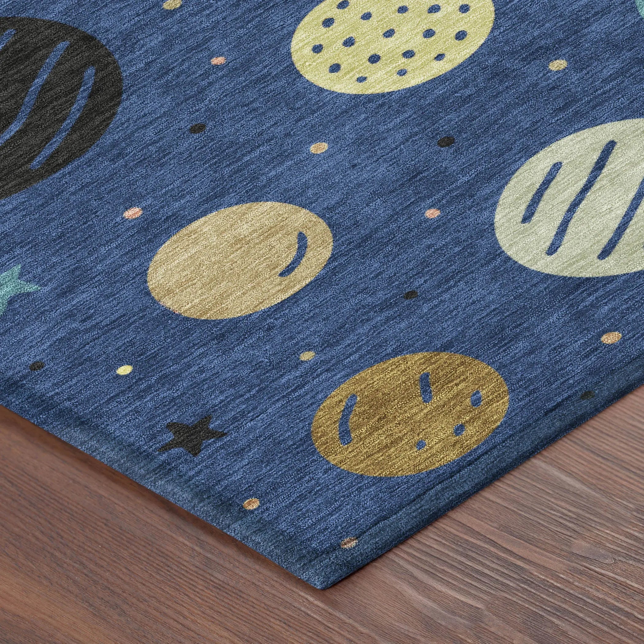 3' X 5' Blue And Black Floral Washable Indoor Outdoor Area Rug Homeroots Outdoor