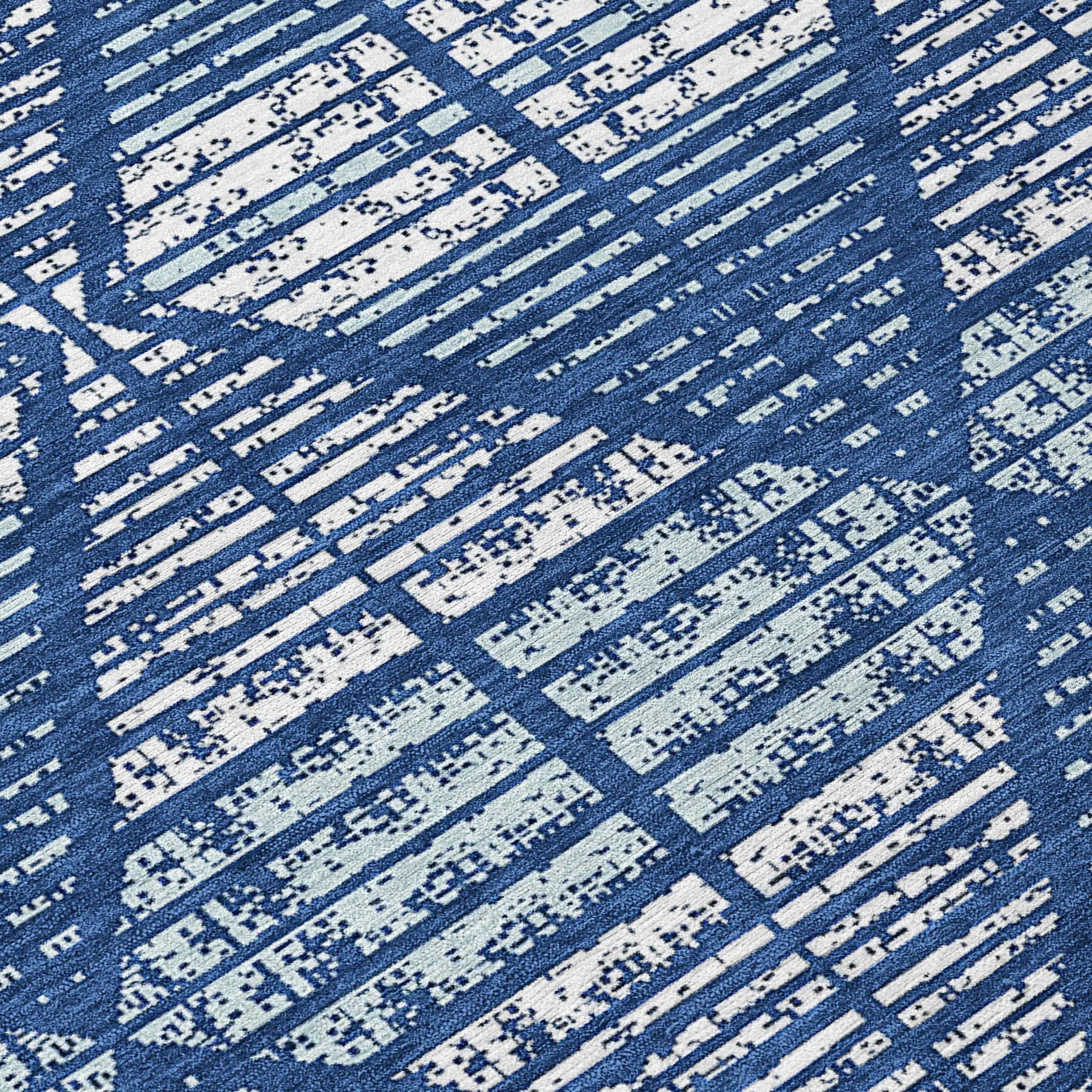 3' X 5' Blue And Charcoal Geometric Washable Indoor Outdoor Area Rug Homeroots Outdoor
