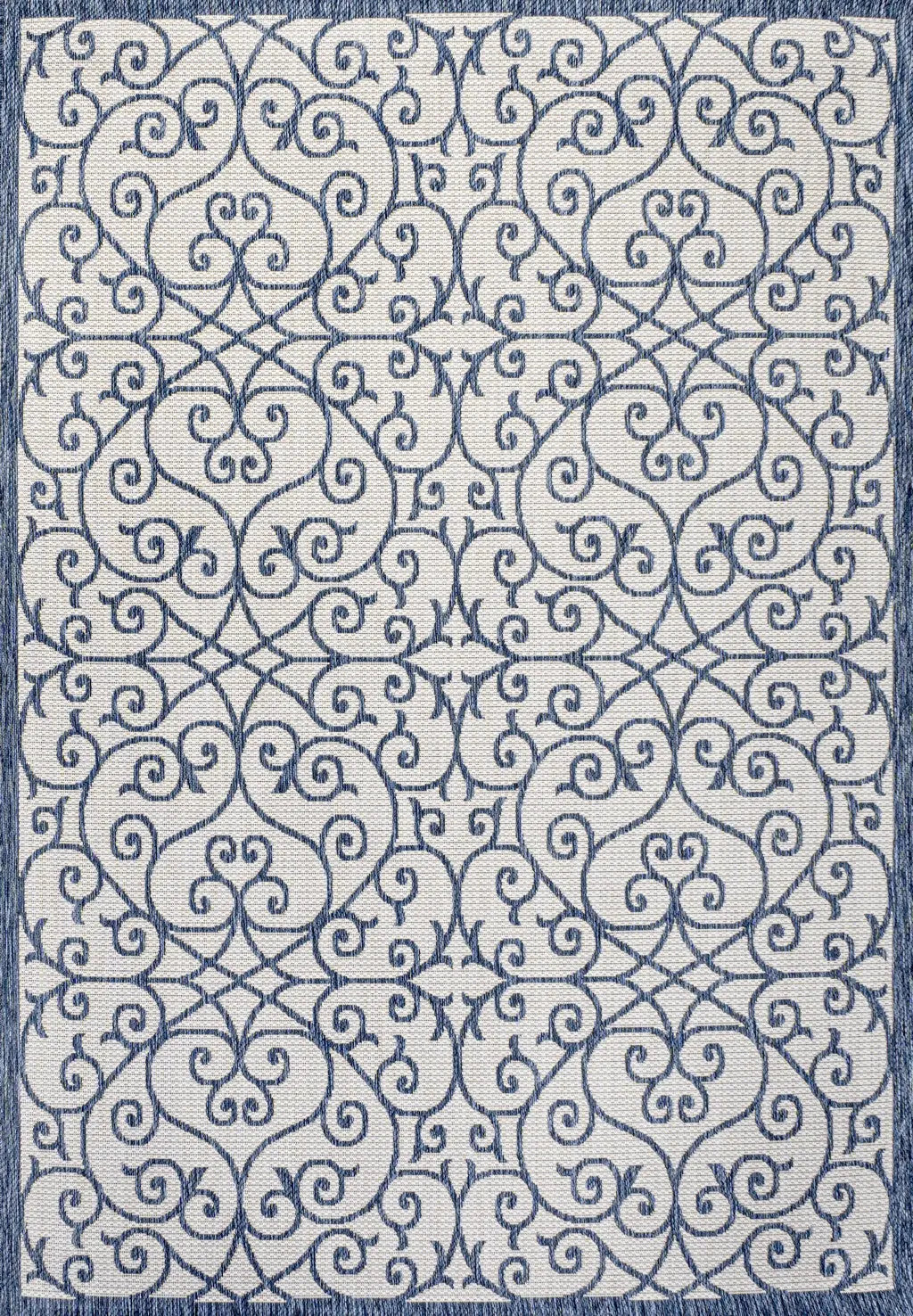 3' X 5' Blue And Cream Geometric Indoor Outdoor Area Rug Homeroots Outdoor