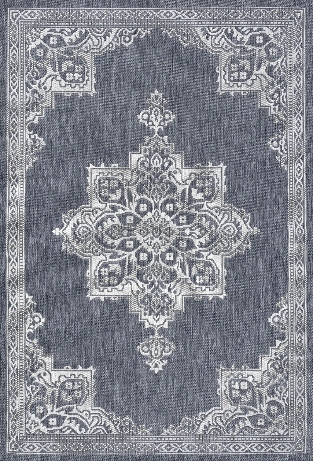 3' X 5' Blue And Cream Medallion Indoor Outdoor Area Rug Homeroots Outdoor