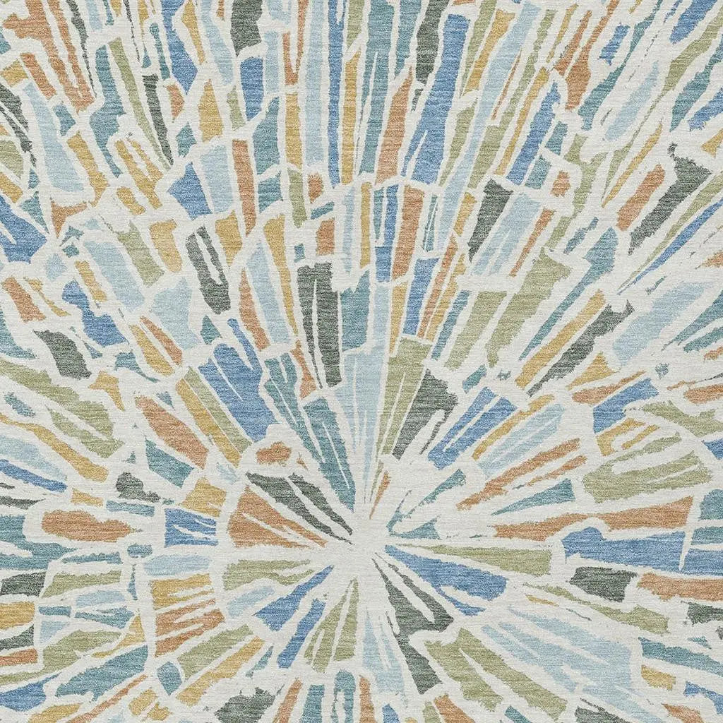 3' X 5' Blue And Denim Blue Abstract Washable Indoor Outdoor Area Rug Homeroots Outdoor