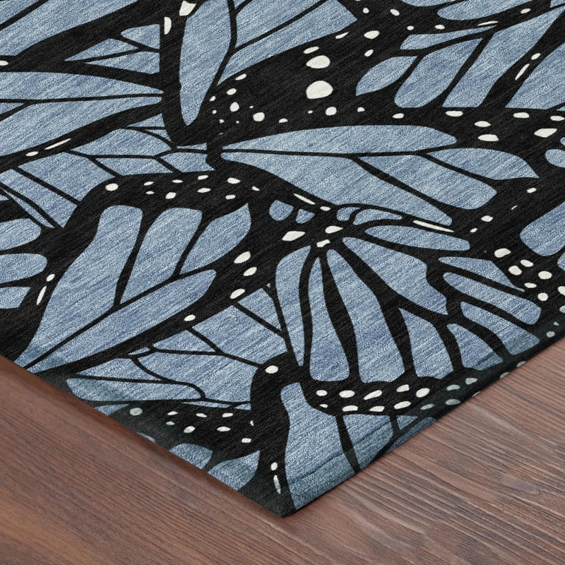 3' X 5' Blue And Denim Blue Animal Print Washable Indoor Outdoor Area Rug Homeroots Outdoor