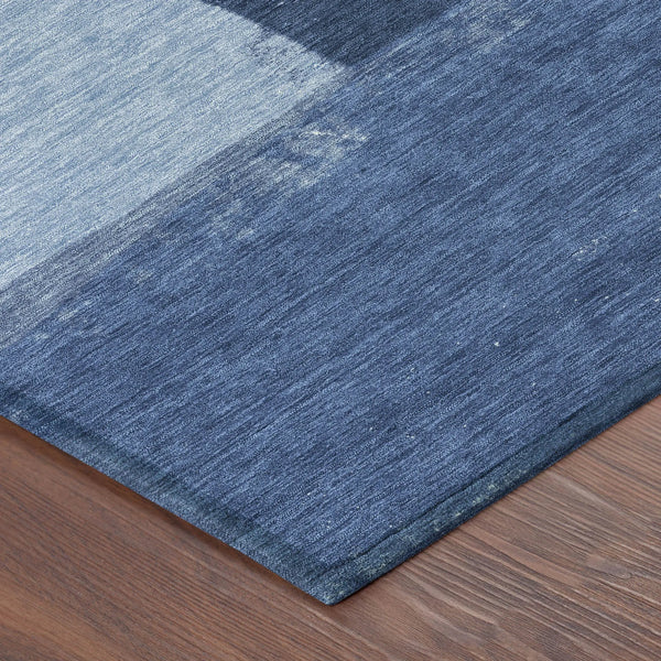 3' X 5' Blue And Denim Blue Geometric Washable Indoor Outdoor Area Rug Homeroots Outdoor