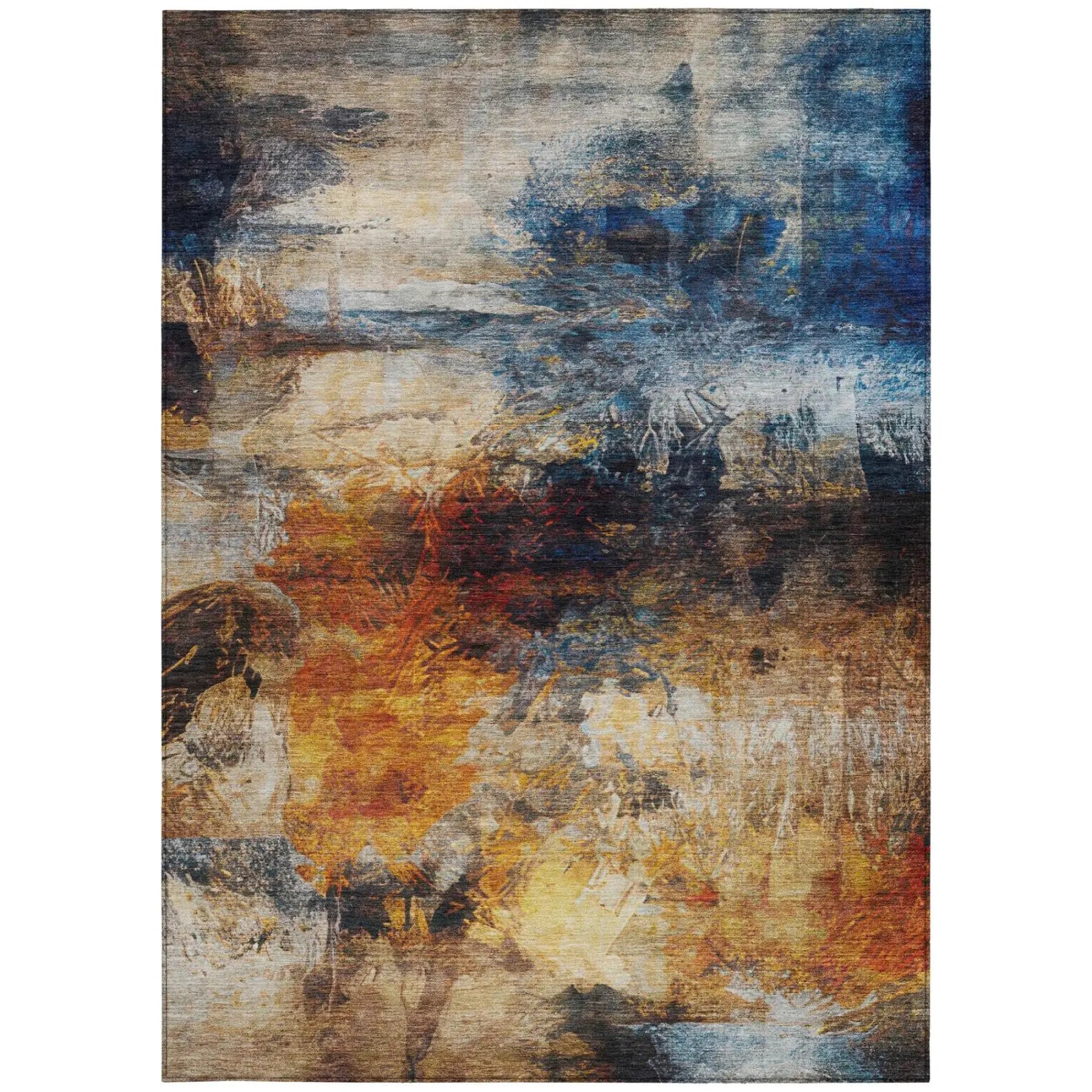 3' X 5' Blue And Graphite Abstract Washable Indoor Outdoor Area Rug Homeroots Outdoor