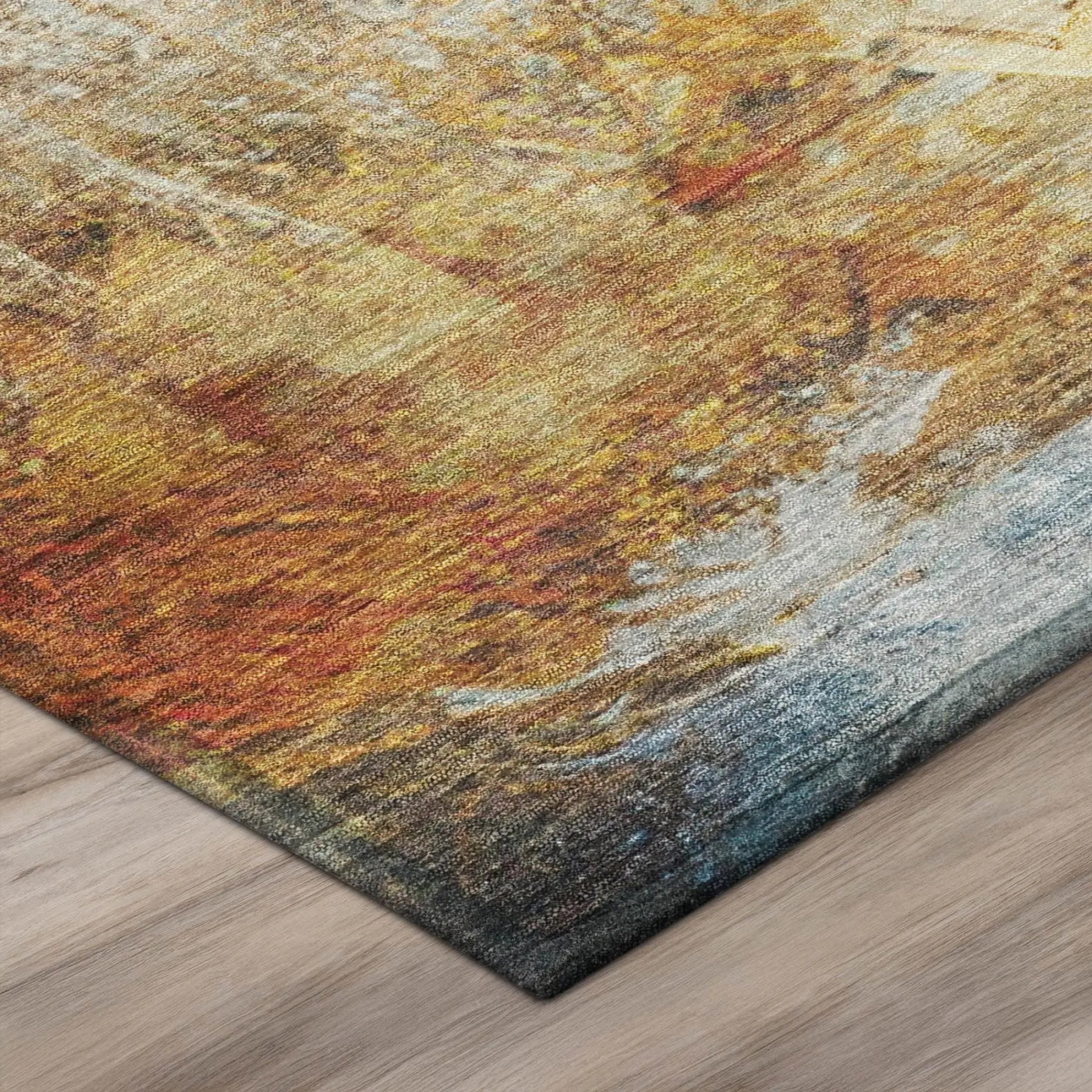 3' X 5' Blue And Graphite Abstract Washable Indoor Outdoor Area Rug Homeroots Outdoor