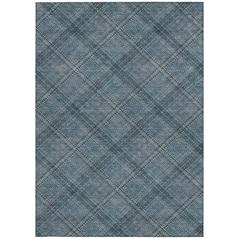 3' X 5' Blue And Graphite Plaid Washable Indoor Outdoor Area Rug Homeroots Outdoor