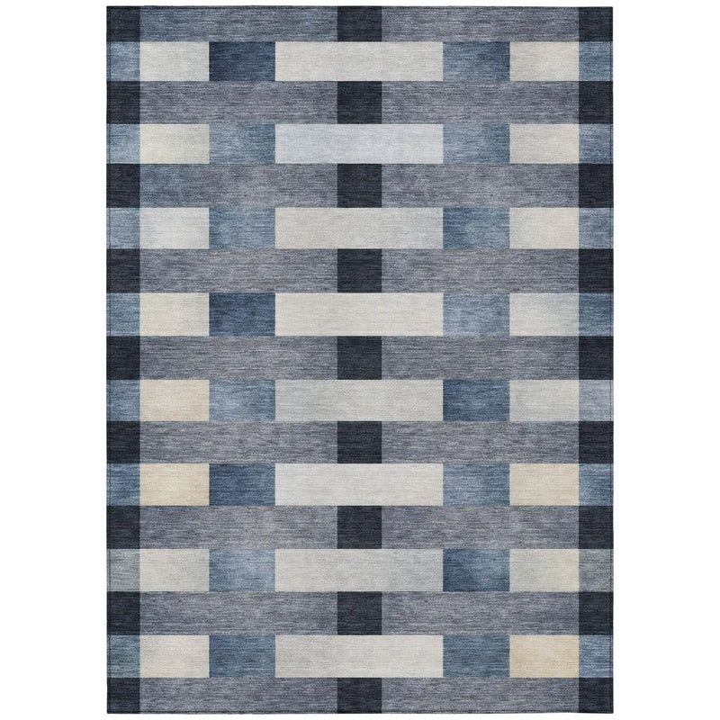3' X 5' Blue And Graphite Striped Washable Indoor Outdoor Area Rug Homeroots Outdoor