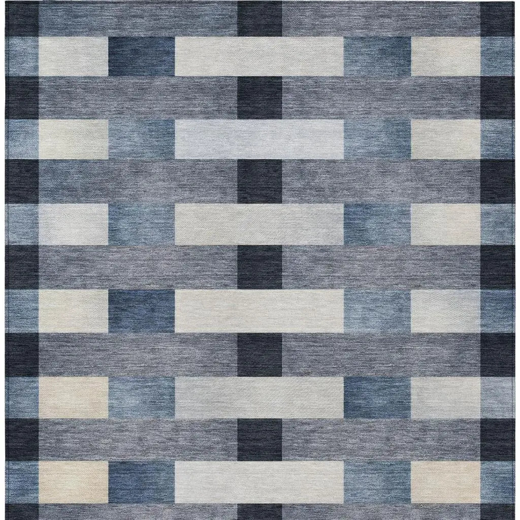 3' X 5' Blue And Graphite Striped Washable Indoor Outdoor Area Rug Homeroots Outdoor