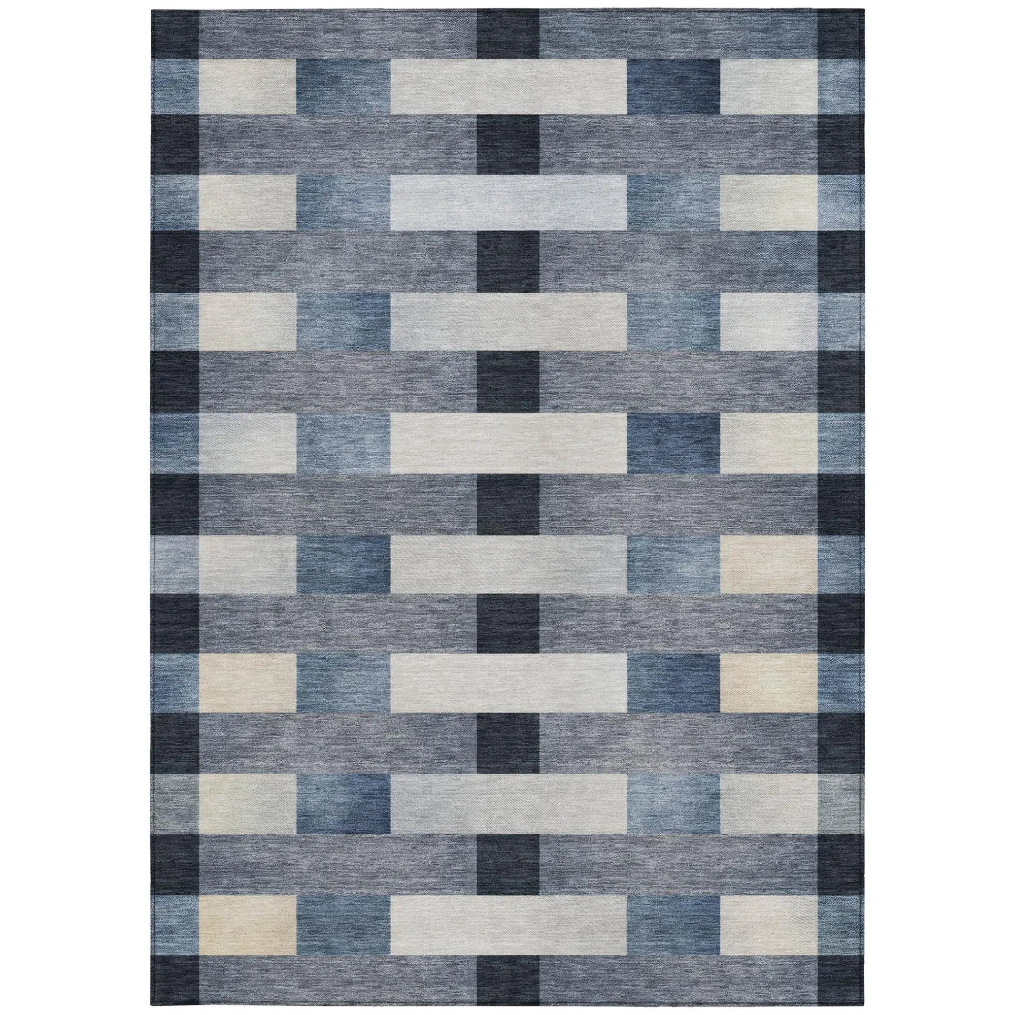 3' X 5' Blue And Graphite Striped Washable Indoor Outdoor Area Rug Homeroots Outdoor
