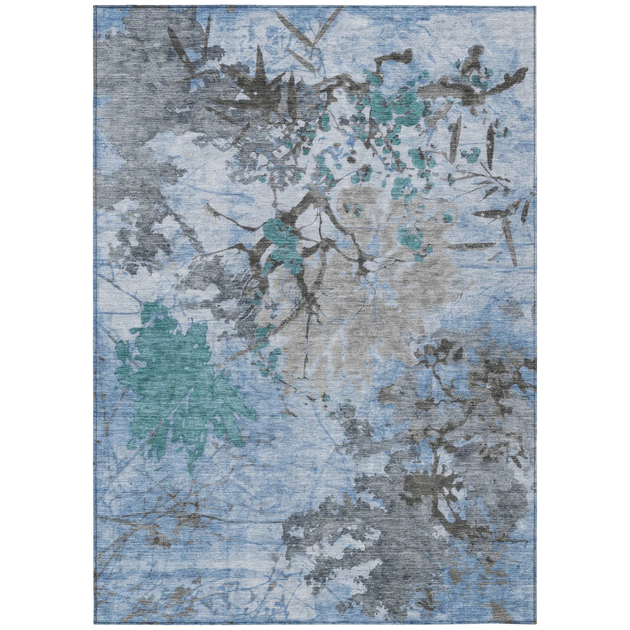 3' X 5' Blue And Gray Abstract Washable Indoor Outdoor Area Rug Homeroots Outdoor