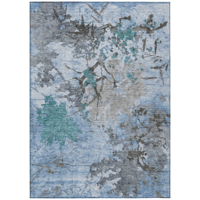 3' X 5' Blue And Gray Abstract Washable Indoor Outdoor Area Rug Homeroots Outdoor