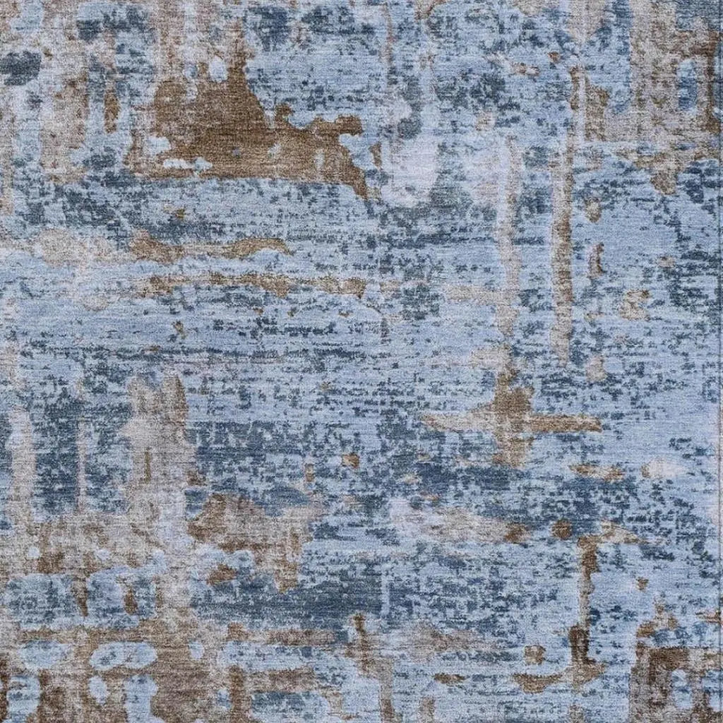 3' X 5' Blue And Gray Abstract Washable Indoor Outdoor Area Rug Homeroots Outdoor