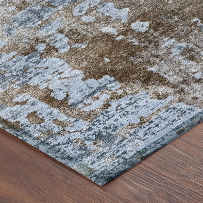 3' X 5' Blue And Gray Abstract Washable Indoor Outdoor Area Rug Homeroots Outdoor