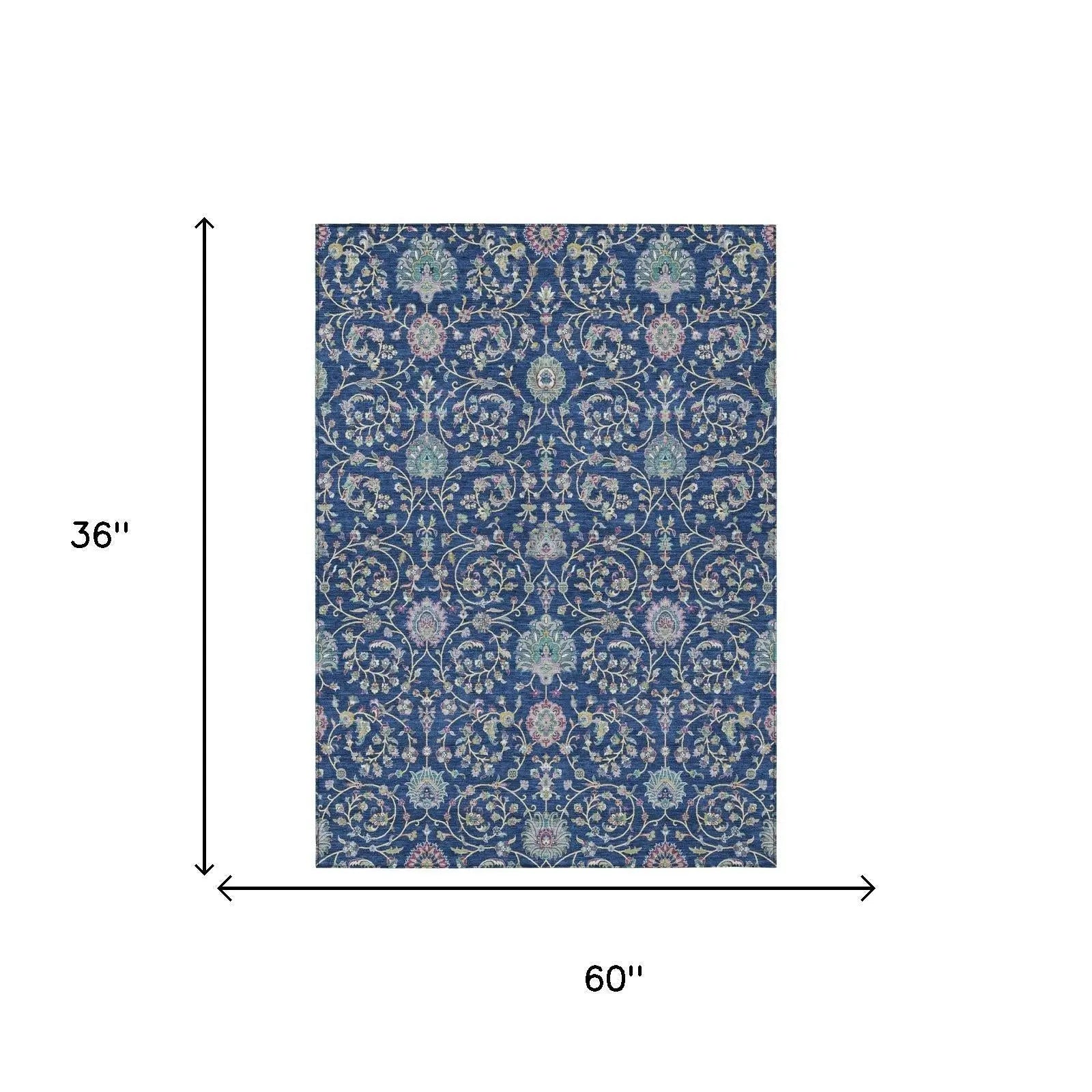 3' X 5' Blue And Gray Floral Washable Indoor Outdoor Area Rug Homeroots Outdoor