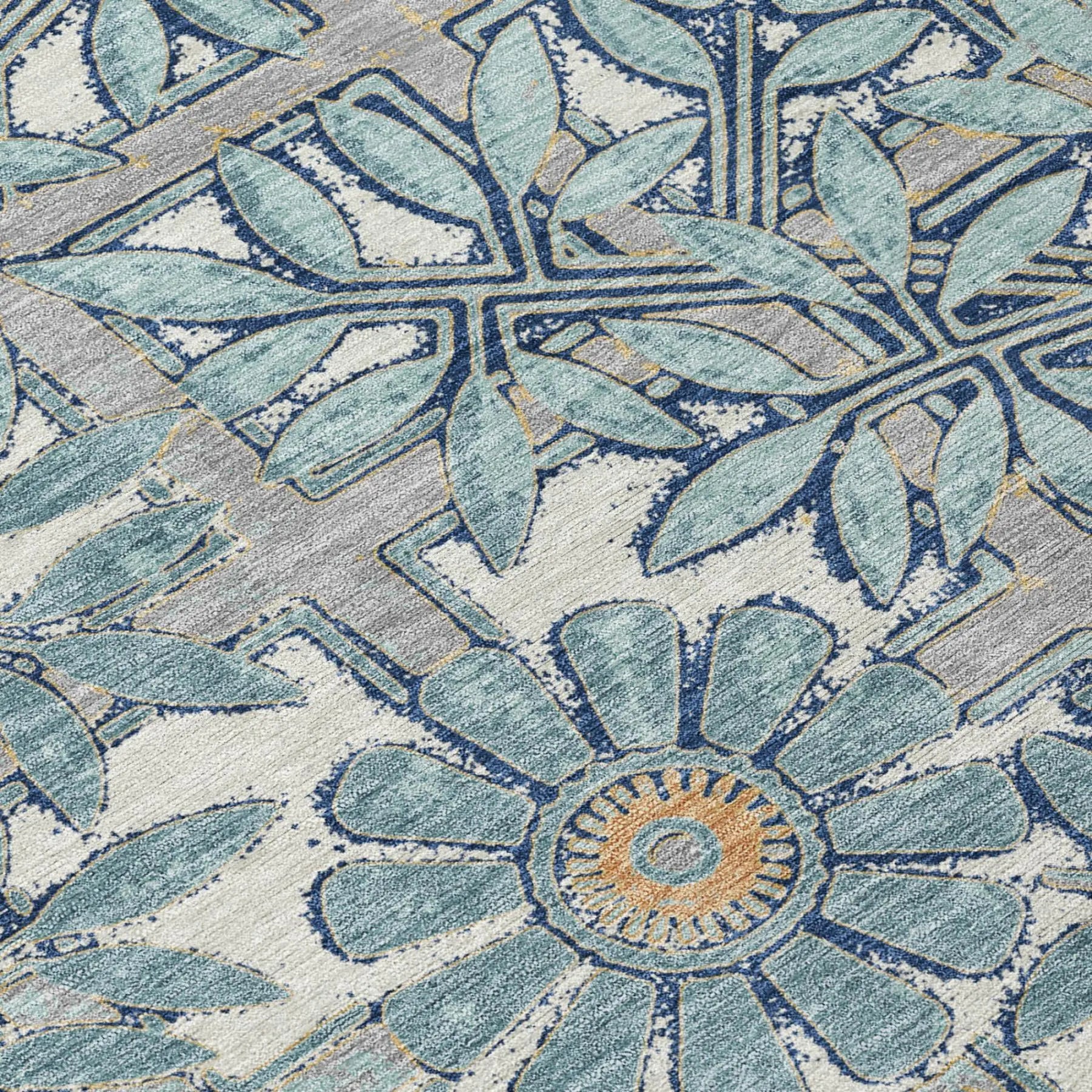 3' X 5' Blue And Gray Floral Washable Indoor Outdoor Area Rug Homeroots Outdoor