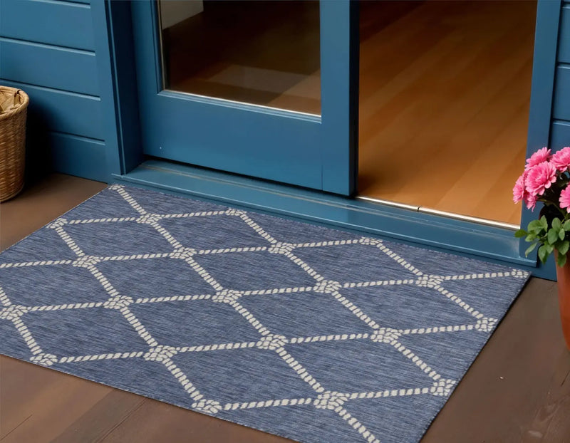 3' X 5' Blue And Gray Indoor Outdoor Area Rug Homeroots Outdoor