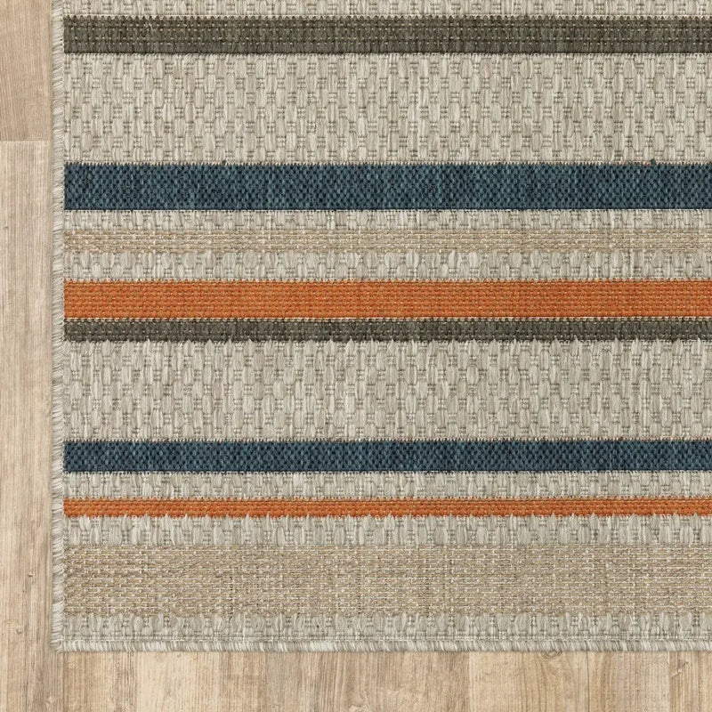3' X 5' Blue And Gray Striped Indoor Outdoor Area Rug Homeroots Outdoor