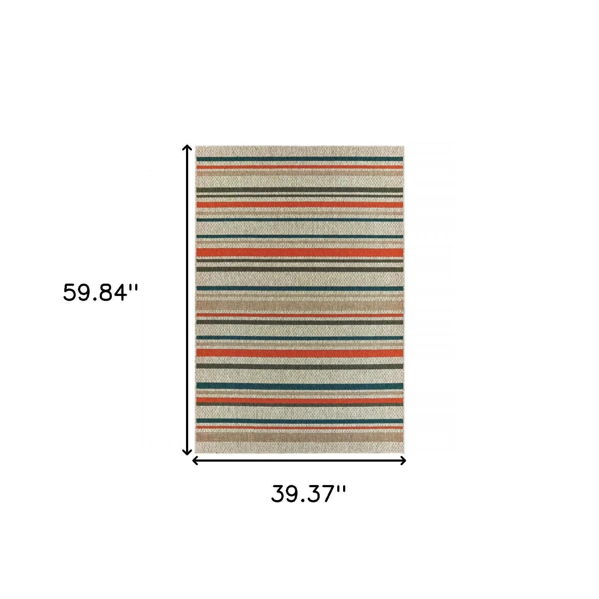 3' X 5' Blue And Gray Striped Indoor Outdoor Area Rug Homeroots Outdoor
