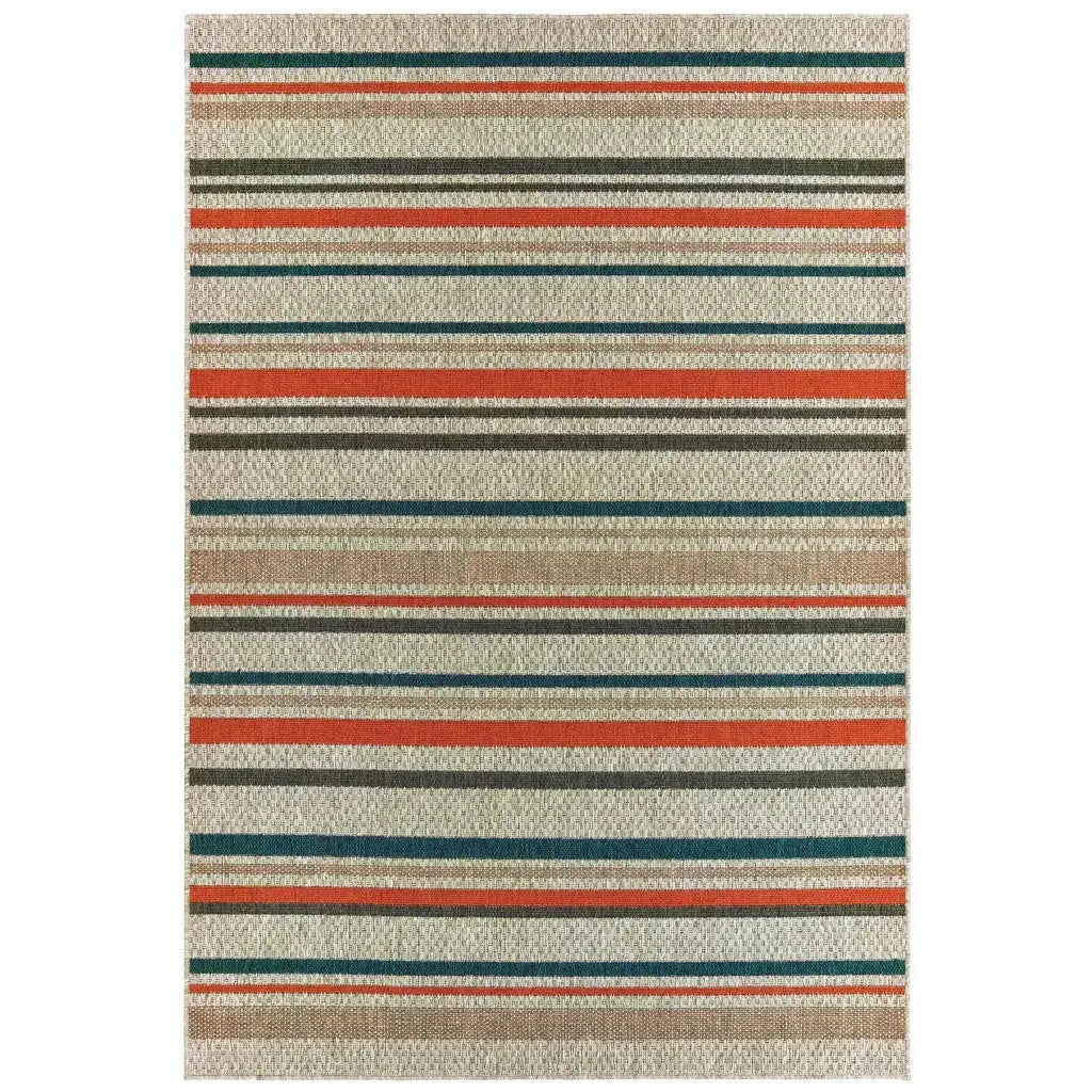 3' X 5' Blue And Gray Striped Indoor Outdoor Area Rug Homeroots Outdoor