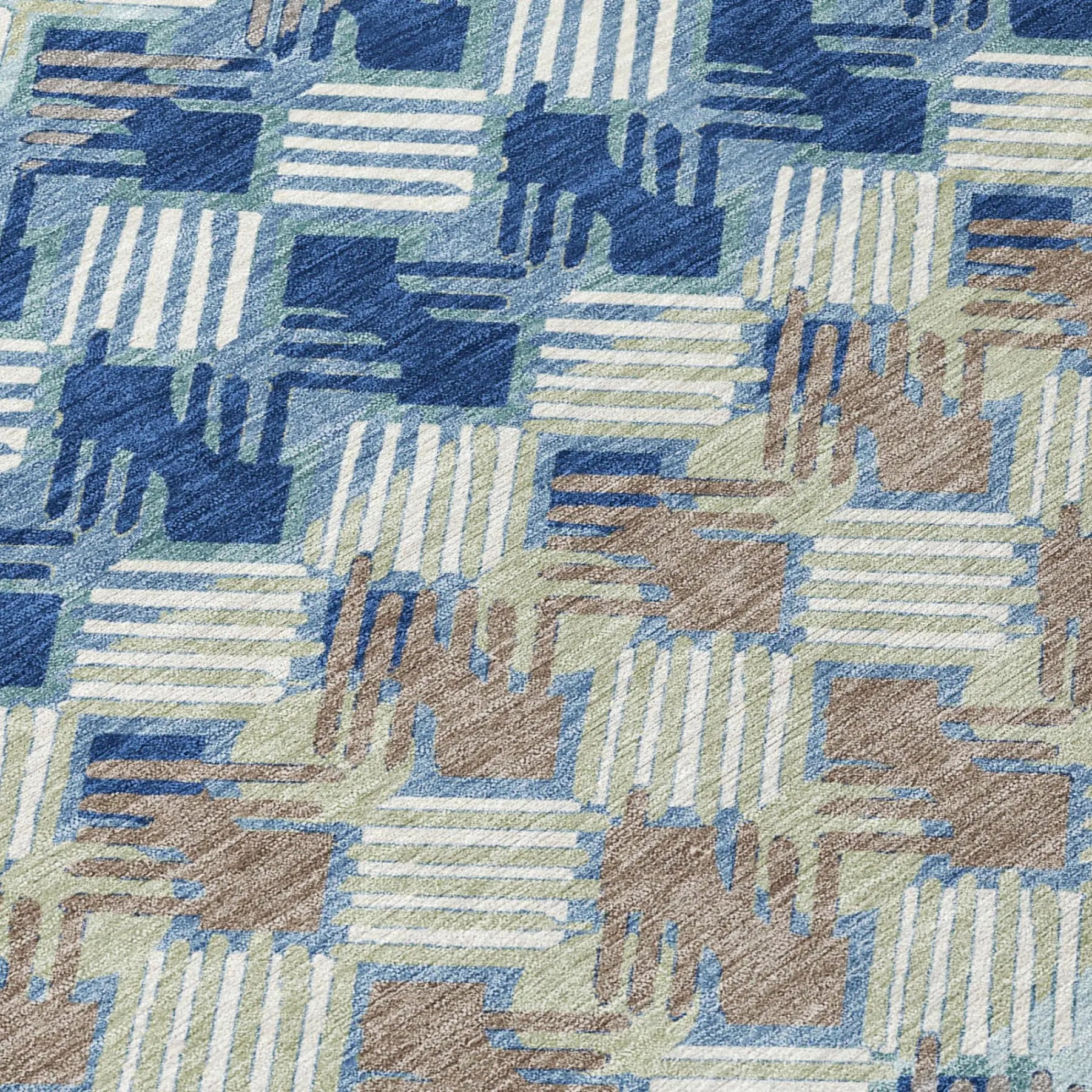 3' X 5' Blue And Gray Striped Washable Indoor Outdoor Area Rug Homeroots Outdoor