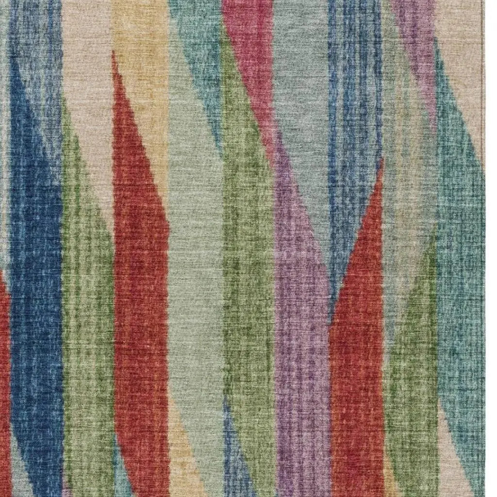 3' X 5' Blue And Gray Striped Washable Indoor Outdoor Area Rug Homeroots Outdoor