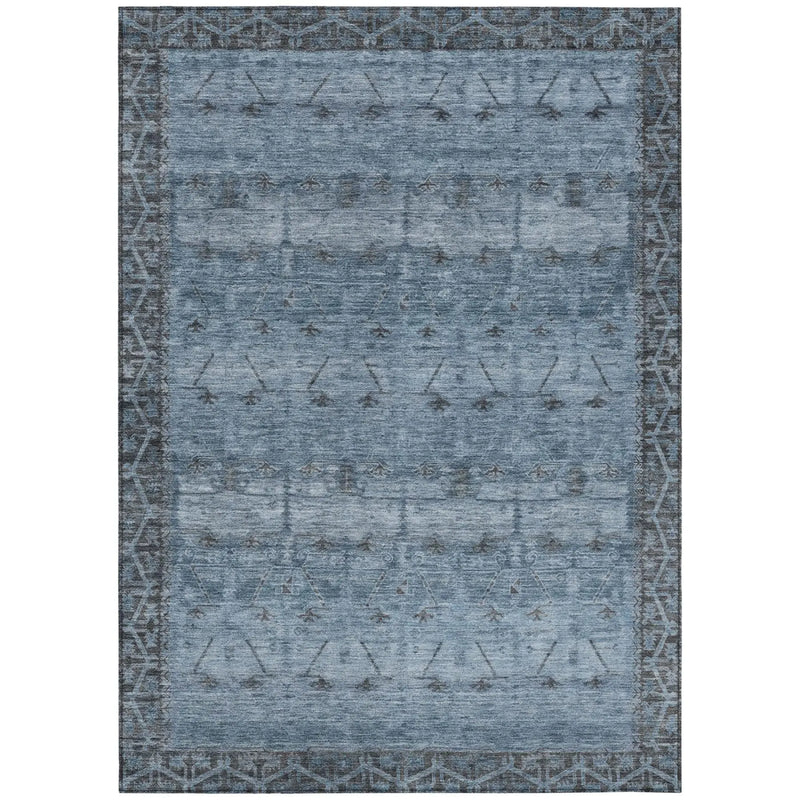 3' X 5' Blue And Gray Tribal Washable Indoor Outdoor Area Rug Homeroots Outdoor