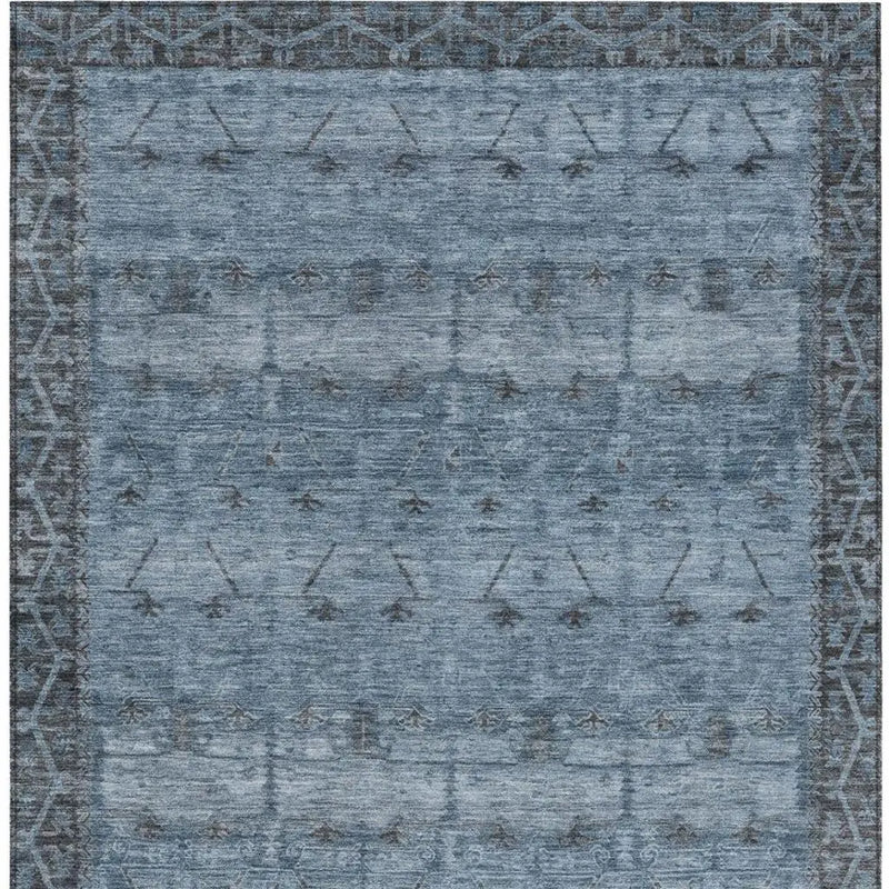 3' X 5' Blue And Gray Tribal Washable Indoor Outdoor Area Rug Homeroots Outdoor