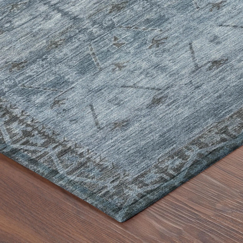 3' X 5' Blue And Gray Tribal Washable Indoor Outdoor Area Rug Homeroots Outdoor