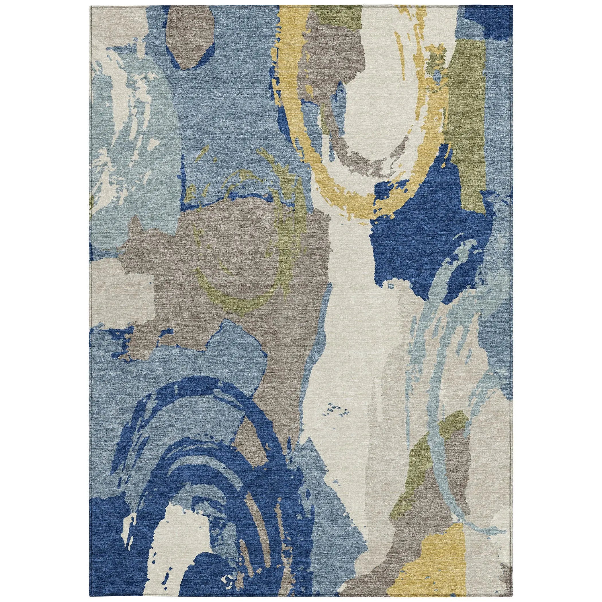 3' X 5' Blue And Green Abstract Washable Indoor Outdoor Area Rug Homeroots Outdoor