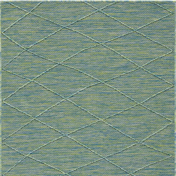3' X 5' Blue And Green Geometric Indoor Outdoor Area Rug Homeroots Outdoor