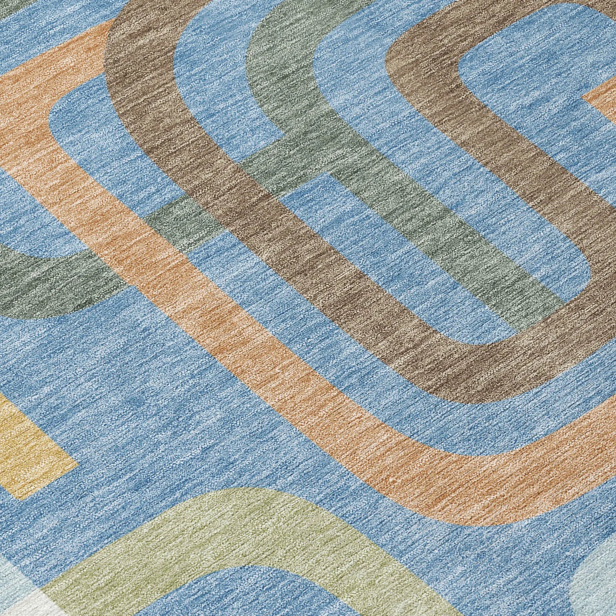 3' X 5' Blue And Green Geometric Washable Indoor Outdoor Area Rug Homeroots Outdoor