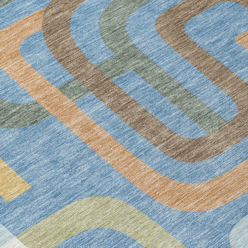 3' X 5' Blue And Green Geometric Washable Indoor Outdoor Area Rug Homeroots Outdoor