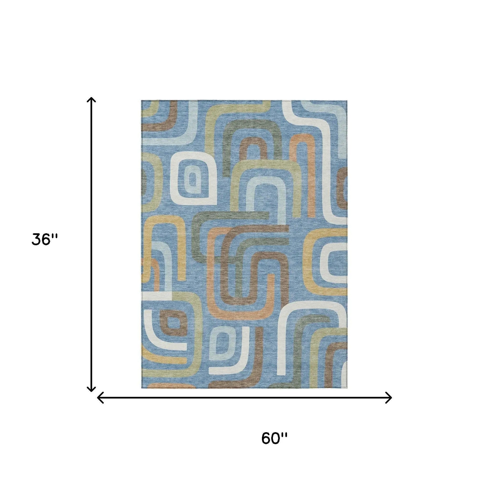 3' X 5' Blue And Green Geometric Washable Indoor Outdoor Area Rug Homeroots Outdoor