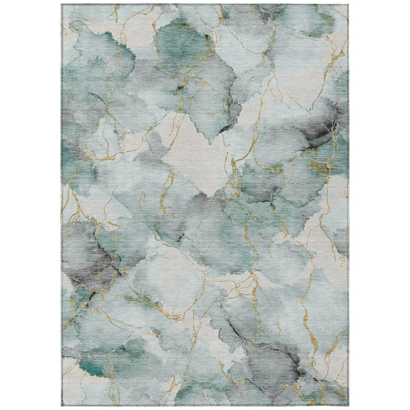 3' X 5' Blue And Ivory Abstract Washable Indoor Outdoor Area Rug Homeroots Outdoor