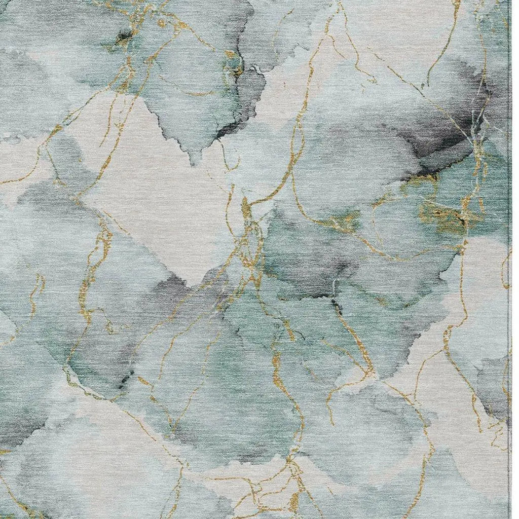 3' X 5' Blue And Ivory Abstract Washable Indoor Outdoor Area Rug Homeroots Outdoor