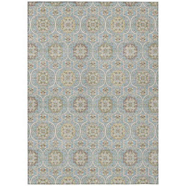 3' X 5' Blue And Ivory Floral Medallion Washable Indoor Outdoor Area Rug Homeroots Outdoor