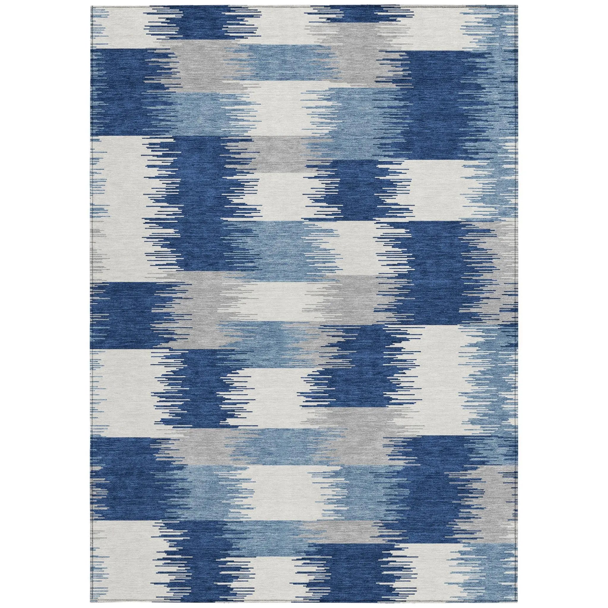 3' X 5' Blue And Ivory Geometric Washable Indoor Outdoor Area Rug Homeroots Outdoor