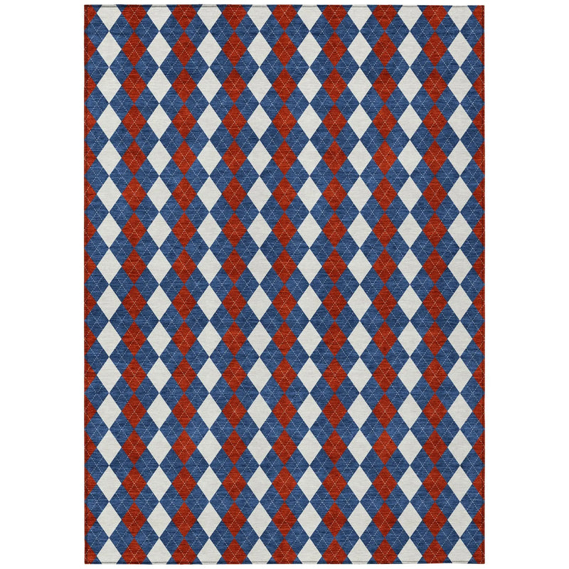 3' X 5' Blue And Ivory Geometric Washable Indoor Outdoor Area Rug Homeroots Outdoor