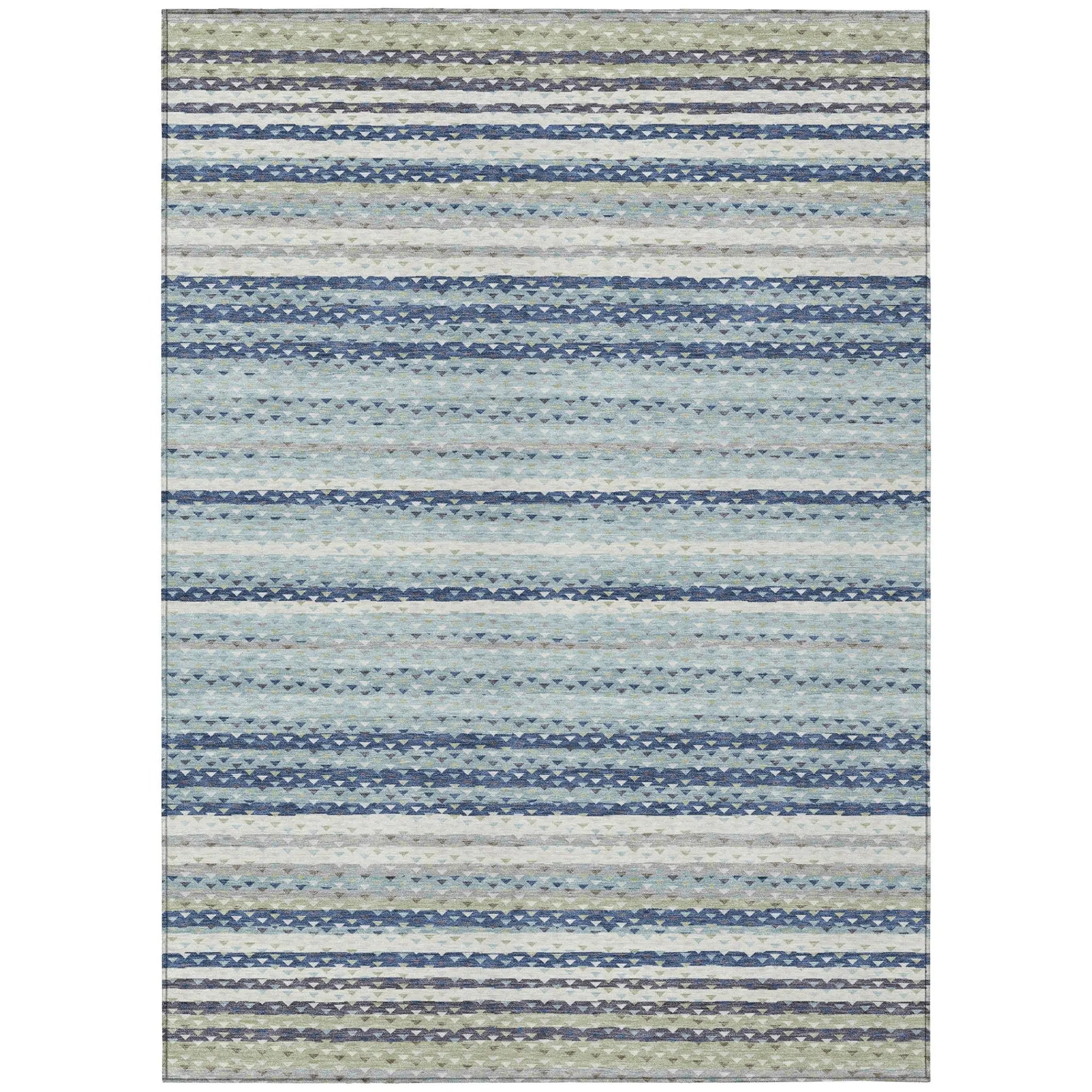 3' X 5' Blue And Ivory Striped Washable Indoor Outdoor Area Rug Homeroots Outdoor