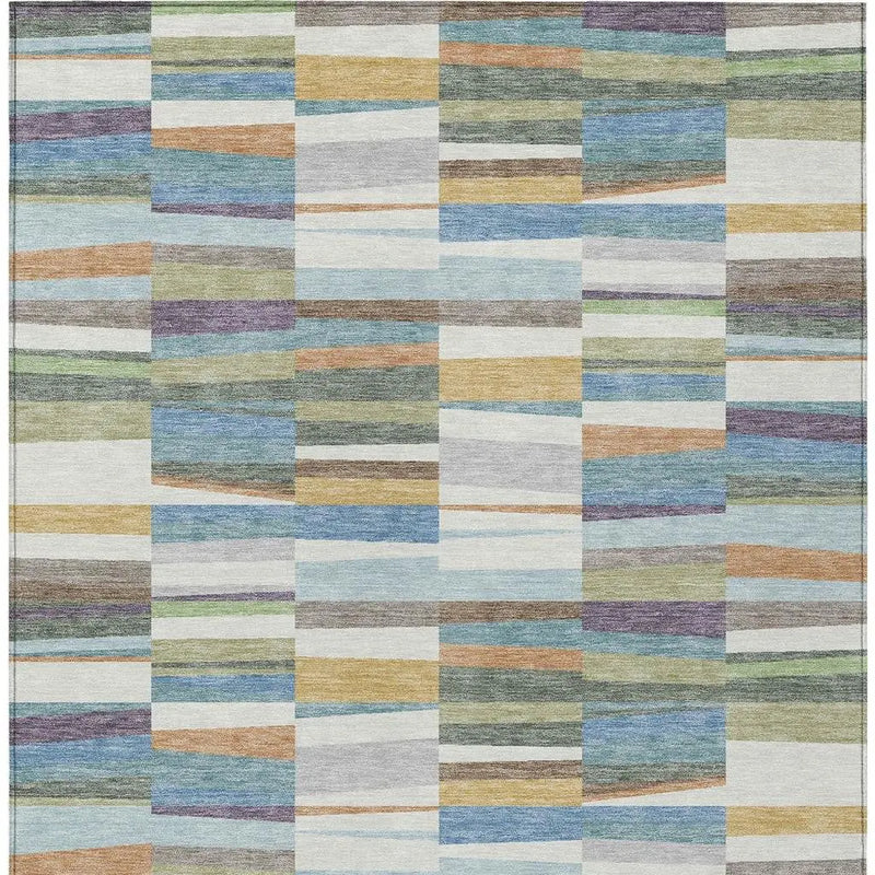 3' X 5' Blue And Ivory Striped Washable Indoor Outdoor Area Rug Homeroots Outdoor
