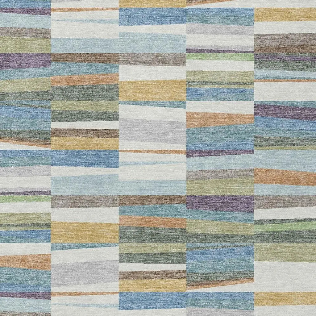 3' X 5' Blue And Ivory Striped Washable Indoor Outdoor Area Rug Homeroots Outdoor