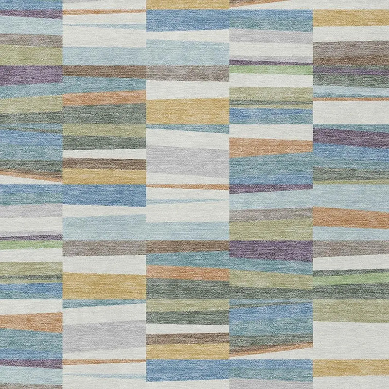 3' X 5' Blue And Ivory Striped Washable Indoor Outdoor Area Rug Homeroots Outdoor