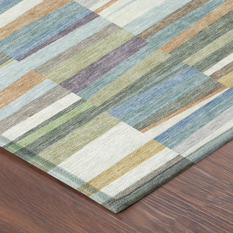 3' X 5' Blue And Ivory Striped Washable Indoor Outdoor Area Rug Homeroots Outdoor